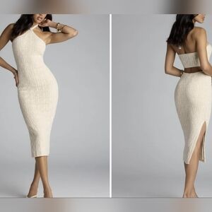 Windsor Cream Knit Midi  Dress Luxe With No Limits Halter Size L